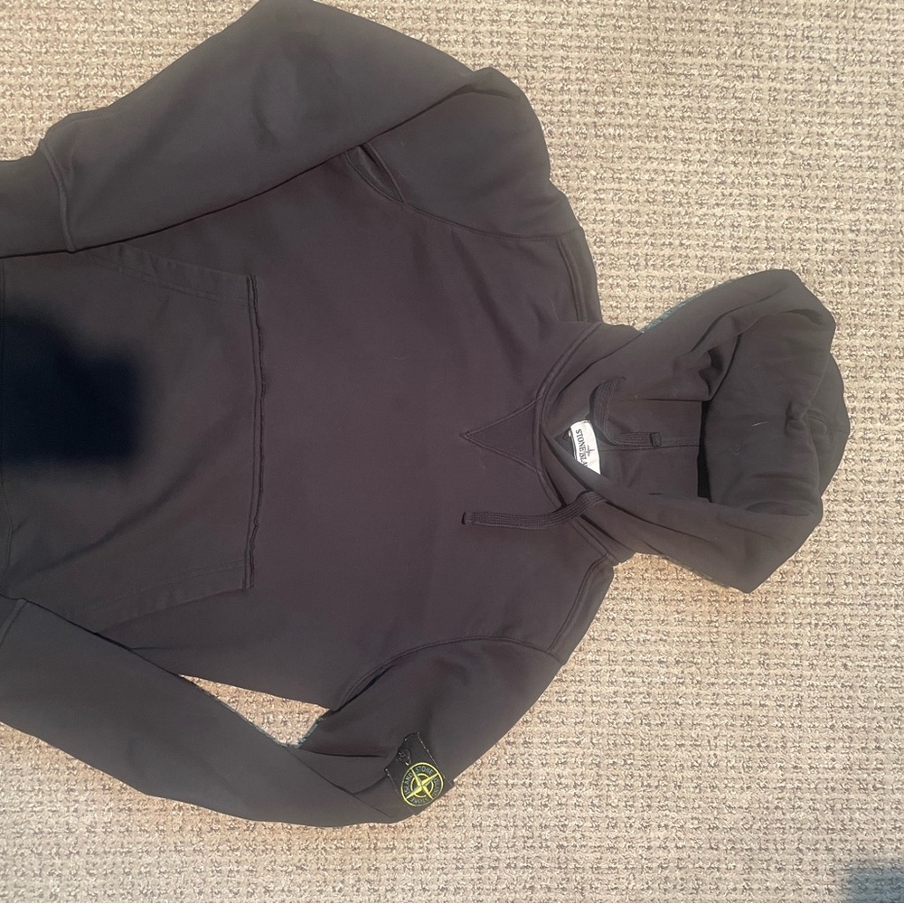 Stone Island Black Hoodie with Patch, Mint Condition, Size Medium